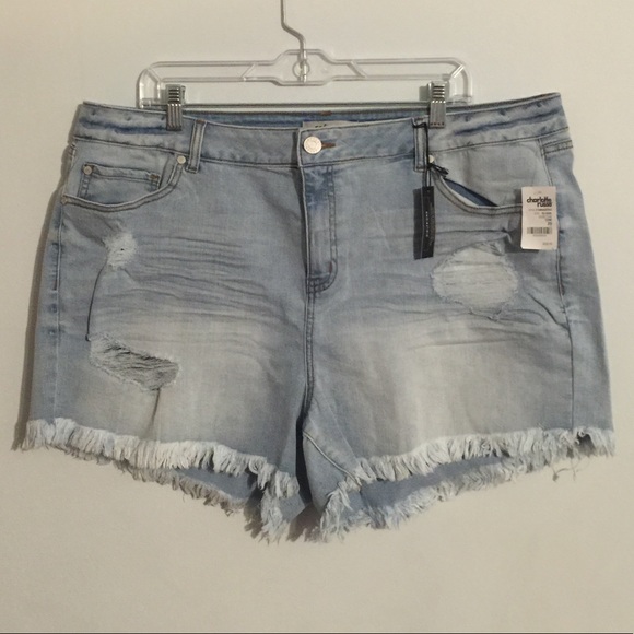 Charlotte Russe Pants - Plus Size Distressed Denim Shorts